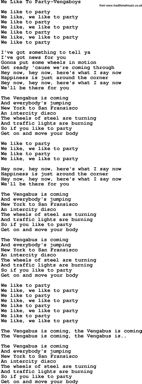 vengaboys we like to party lyrics